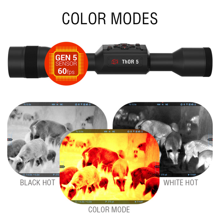 ATN ThOR 5 LRF 5-40x, 640x480 12 micron, Smart HD Thermal Rifle Scope w/ Gen 5 Sensor, Video Rec, Built In LRF