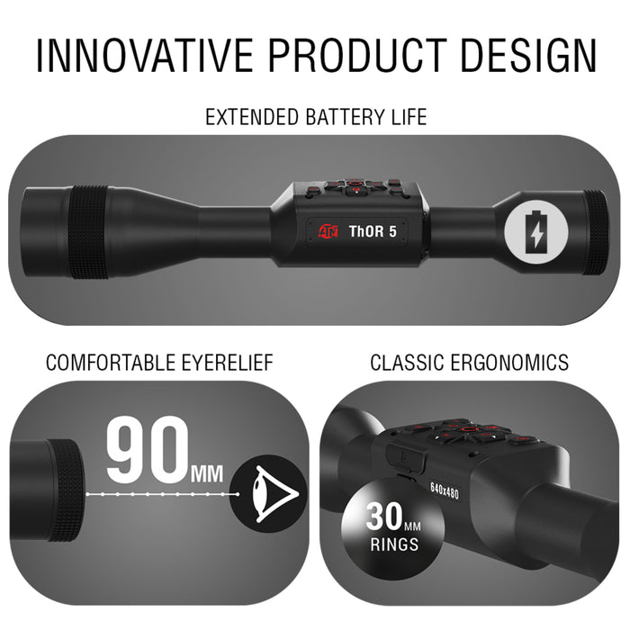 ATN ThOR 5 LRF 5-40x, 640x480 12 micron, Smart HD Thermal Rifle Scope w/ Gen 5 Sensor, Video Rec, Built In LRF