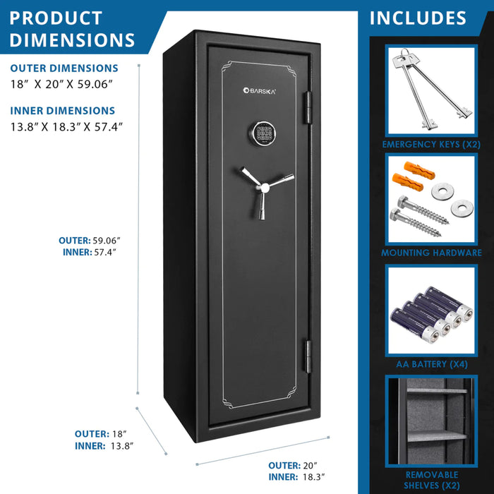 Barska FV-1000 8.47 cu. ft Fireproof Rifle Safe - 14-Gun Vault