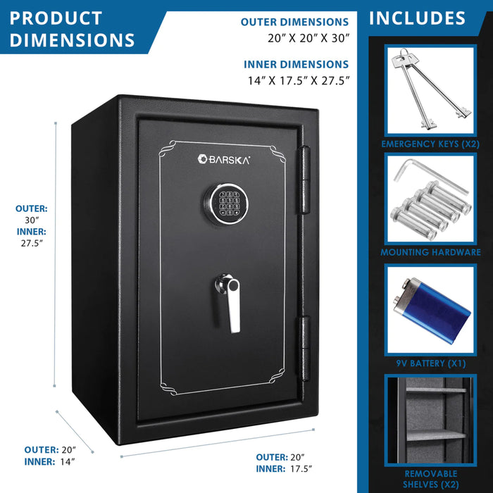 Barska FV-500 4.39 cu. ft Fireproof Digital Keypad Security Vault Safe