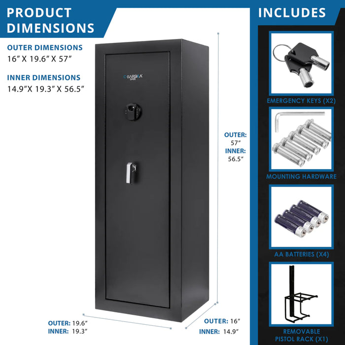 Barska 9.33 Cubic Feet Biometric Keypad 16 Rifle Safe