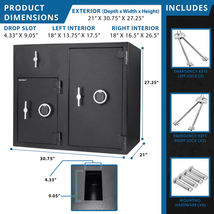 Barska 2.58/4.68 Cubic Ft Keypad Depository Safe for Secure Storage