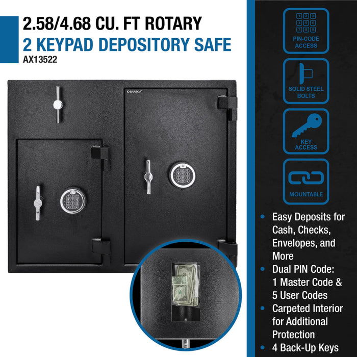 Barska 2.58/4.68 Cubic Ft Keypad Depository Safe for Secure Storage