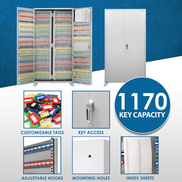 Barska Double Door Key Cabinet with Key Lock - Large 1170 keys capacity