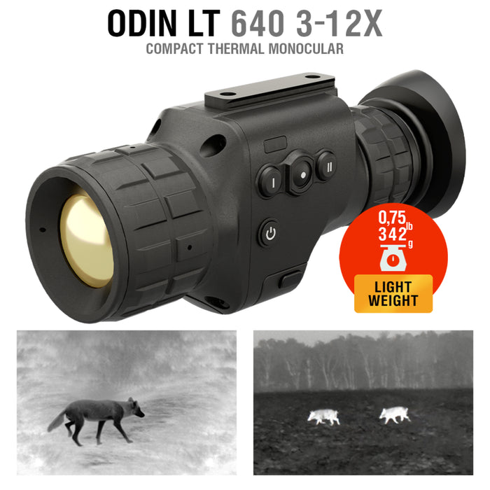 ATN ODIN LT 640, 3-12x, 35mm Compact Thermal Monocular, Helmet Attachable