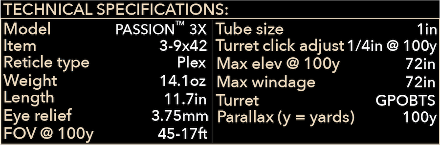 German Precision Optics Passion 3X 3-9×42 Bonus – Includes 5 custom turrets, reticle – PLEX Riflescope